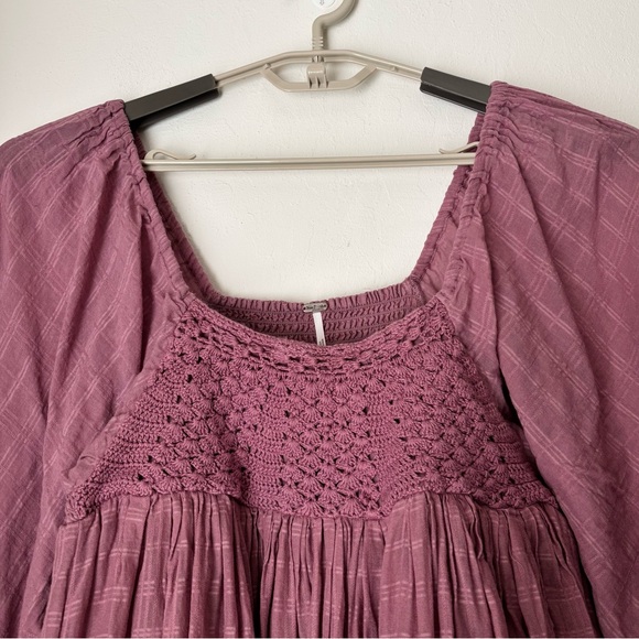 Free People Ari Mini Dress in Dried Current Size XS Boho Feminine Square Neck - Picture 4 of 12